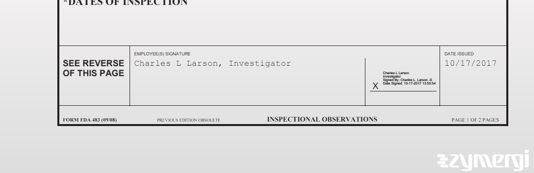 Charles L. Larson FDA Investigator 