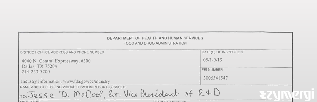 FDANews 483 Cytovance Biologics Inc. May 9 2019 top