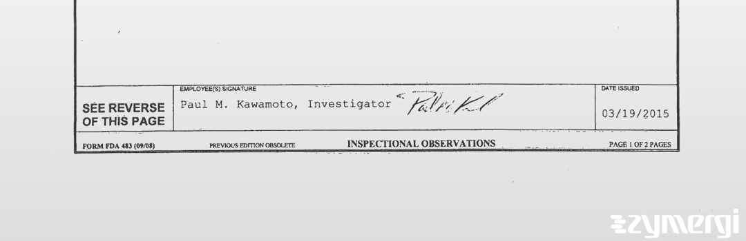Paul M. Kawamoto FDA Investigator