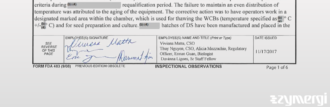 Viviana Matta FDA Investigator Thuy T. Nguyen FDA Investigator Alicia M. Mozzachio FDA Investigator 