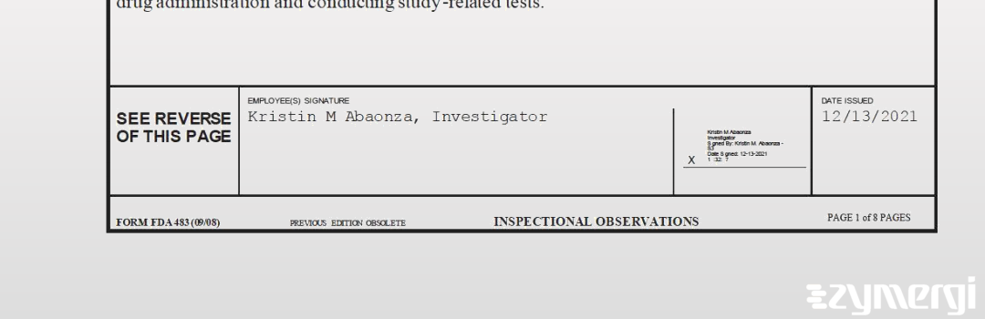 Kristin M. Abaonza FDA Investigator