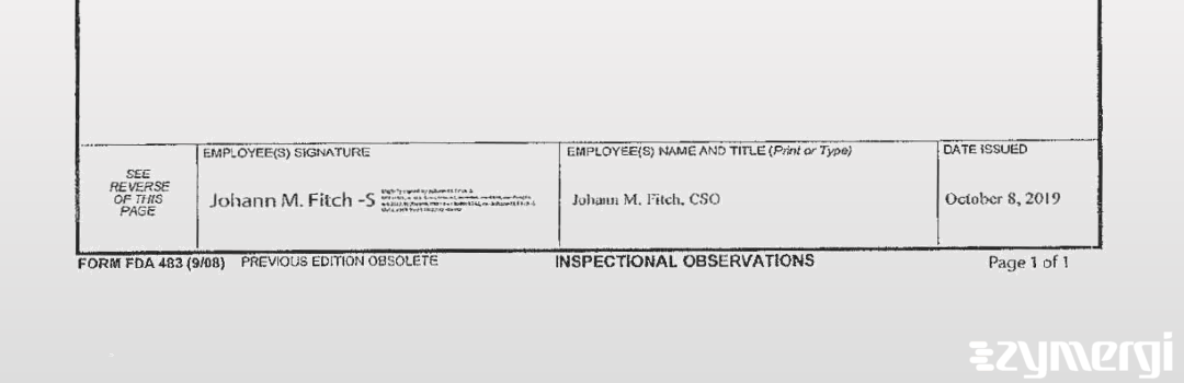 Johann M. Fitch FDA Investigator 