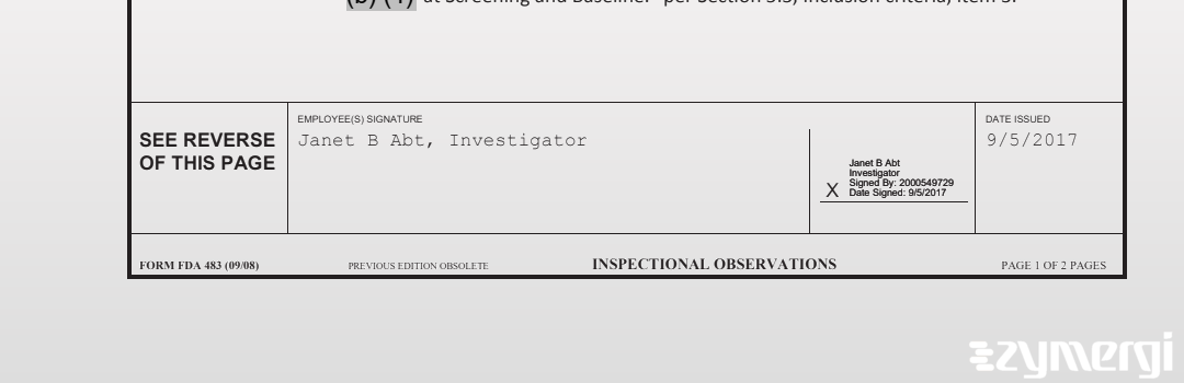 Janet B. Abt FDA Investigator