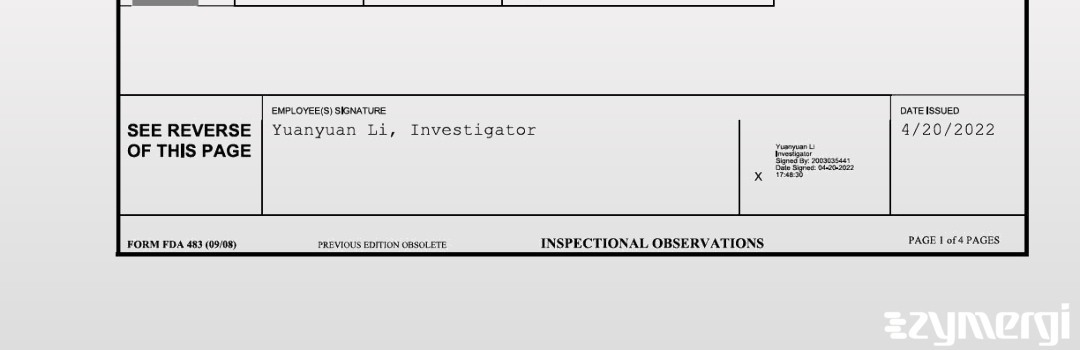 Yuanyuan Li FDA Investigator