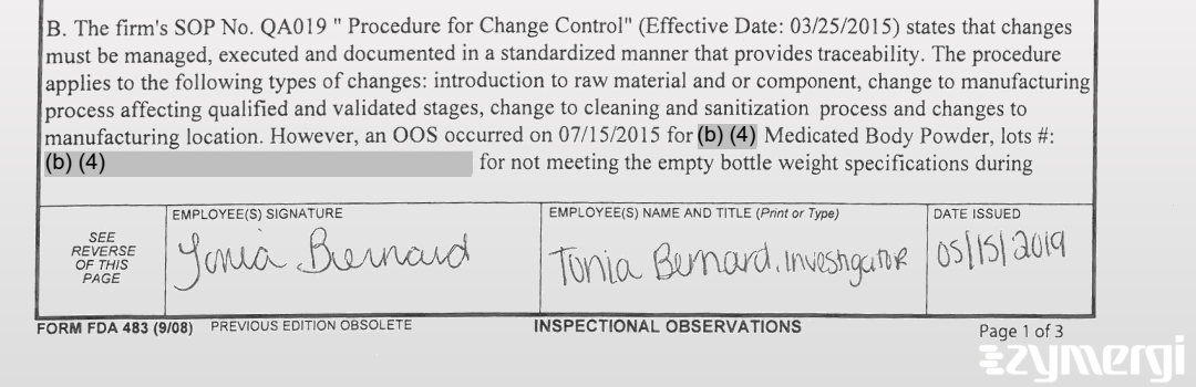 Tonia F. Bernard FDA Investigator 