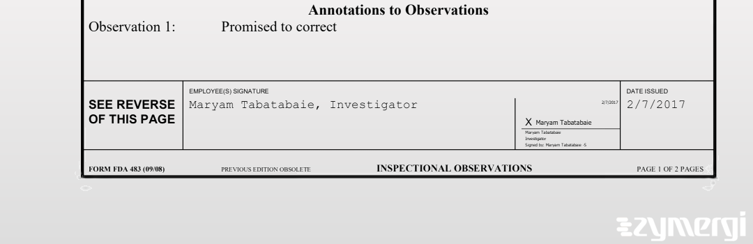 Maryam Tabatabaie FDA Investigator 