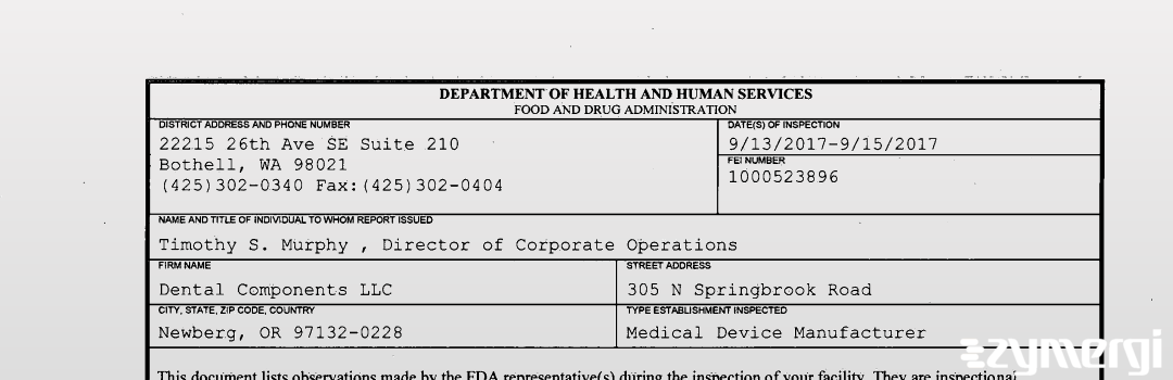 FDANews 483 DCI International, LLC Sep 15 2017 top