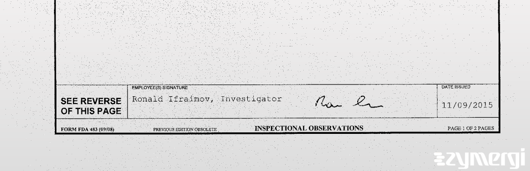 Ronald Ifraimov FDA Investigator
