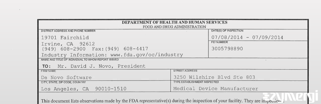 FDANews 483 De Novo Software Jul 9 2014 top