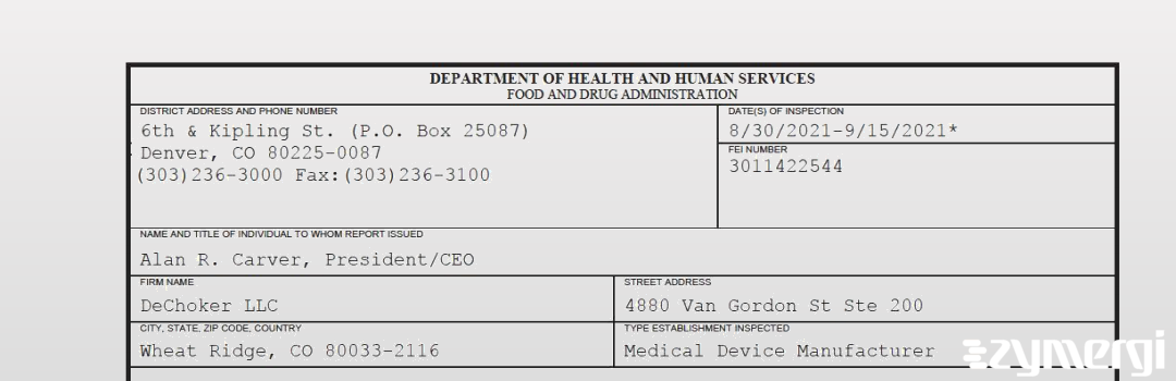 FDANews 483 DeChoker LLC Sep 15 2021 top