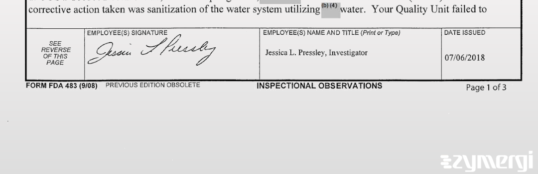 Jessica L. Pressley FDA Investigator 