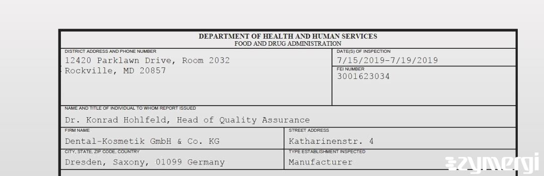 FDANews 483 Dental-Kosmetik GmbH & Co. KG Jul 19 2019 top