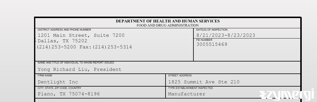 FDANews 483 Dentlight Inc Aug 23 2023 top