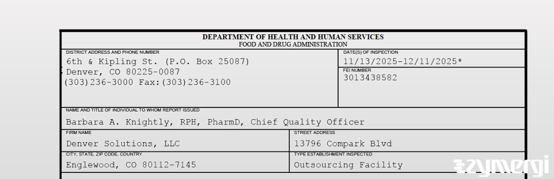 FDANews 483 Denver Solutions, LLC DBA Leiters Health Dec 11 2025 top