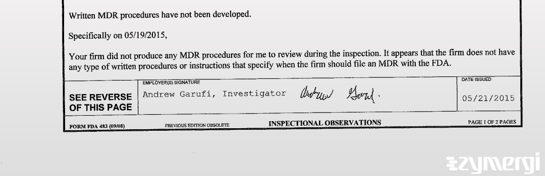 Andrew J. Garufi FDA Investigator 