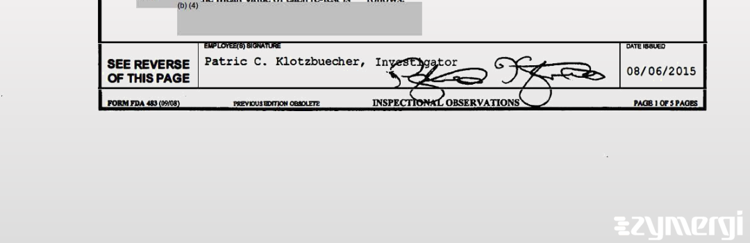Patric C. Klotzbuecher FDA Investigator