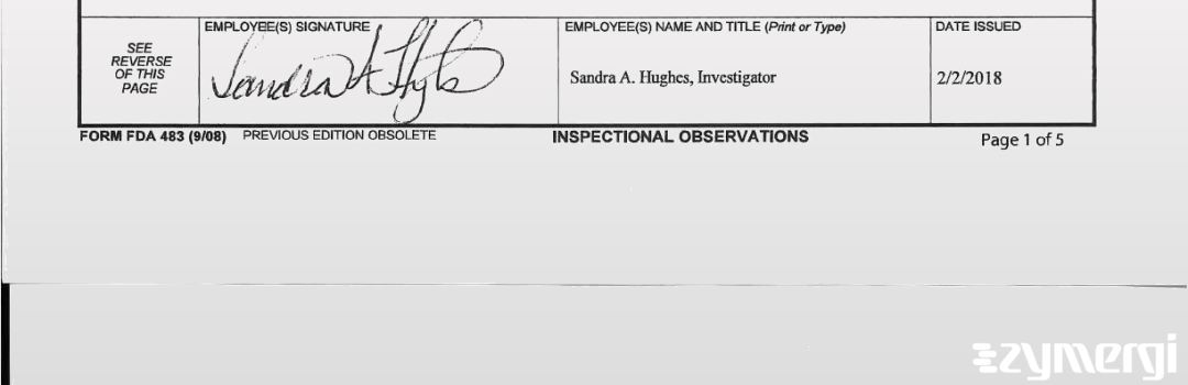 Sandra A. Hughes FDA Investigator 