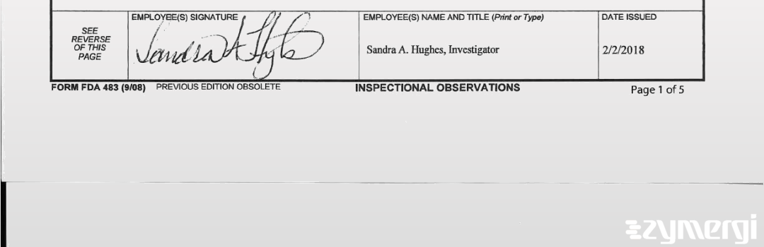 Sandra A. Hughes FDA Investigator