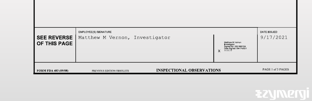 Matthew M. Vernon FDA Investigator 