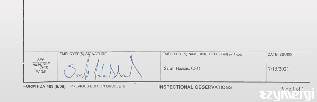 Sarah A. Hassas FDA Investigator