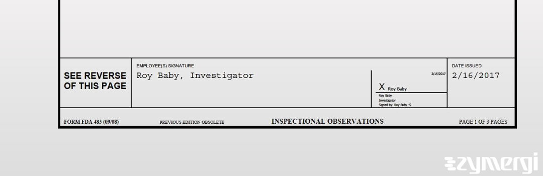 Roy Baby FDA Compliance Officer