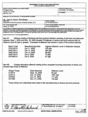 FDAzilla FDA 483 Diamond Pet Food Processors of SC, Gaston | Jan 2006
