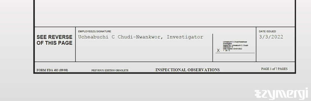 Ucheabuchi C. Chudi-Nwankwor FDA Investigator 