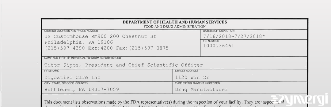 FDANews 483 Digestive Care Inc Jul 27 2018 top