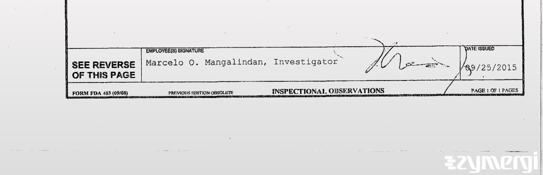 Marcelo O. Mangalindan FDA Investigator 