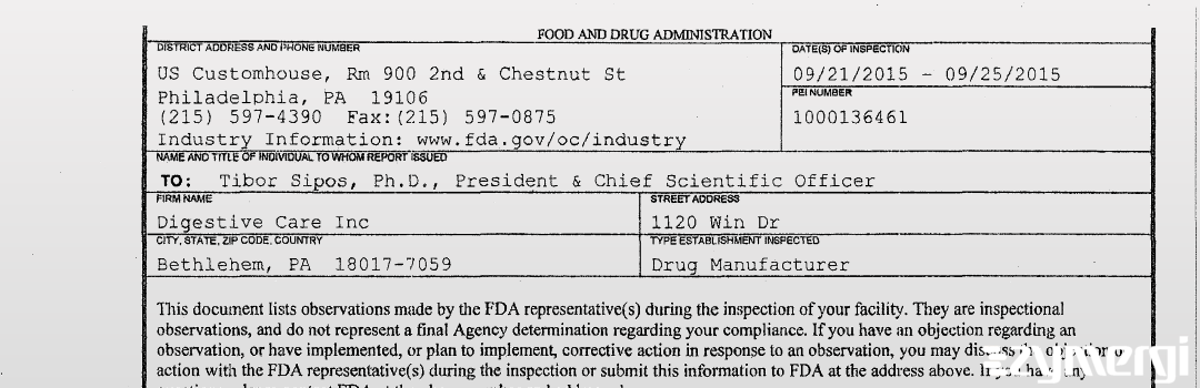 FDANews 483 Digestive Care Inc Sep 25 2015 top