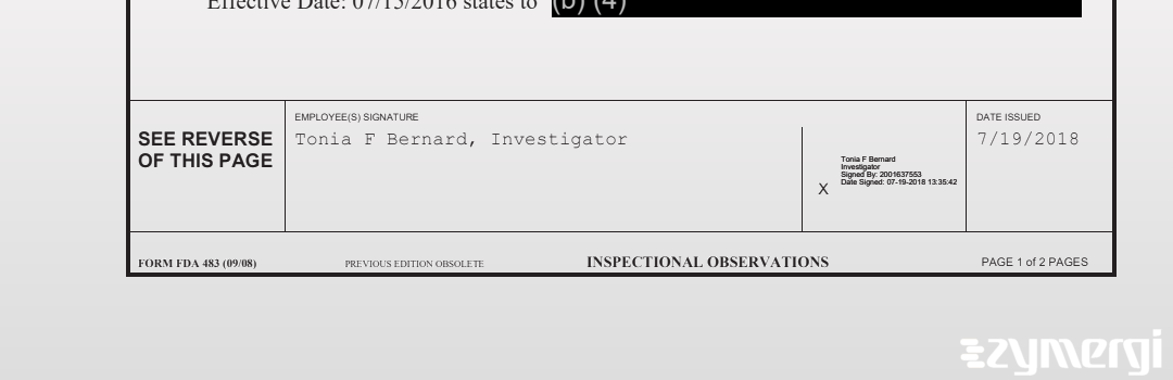 Tonia F. Bernard FDA Investigator