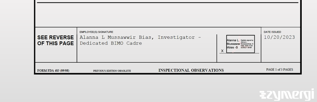 Alanna L. Mussawwir Bias FDA Investigator Mussawwir Bias, Alanna L FDA Investigator