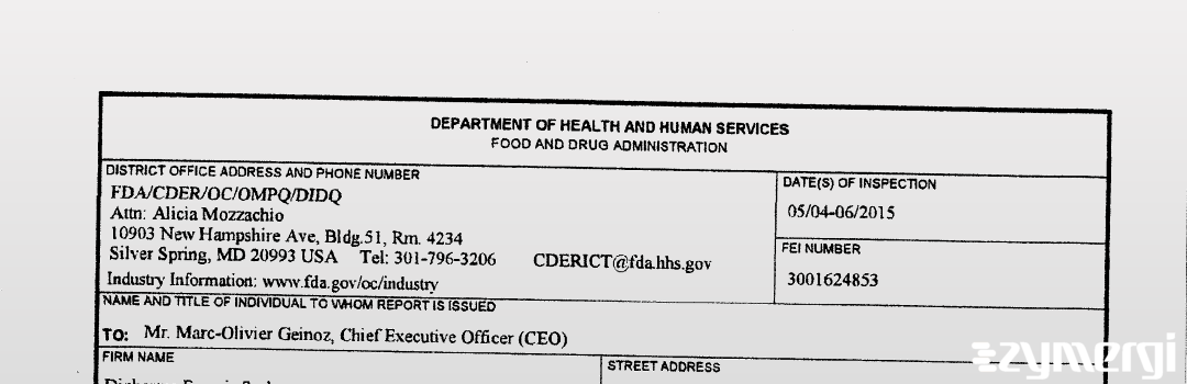 FDANews 483 Dipharma Francis S.r.l. May 6 2015 top