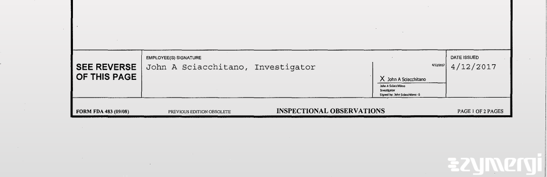 John A. Sciacchitano FDA Investigator 