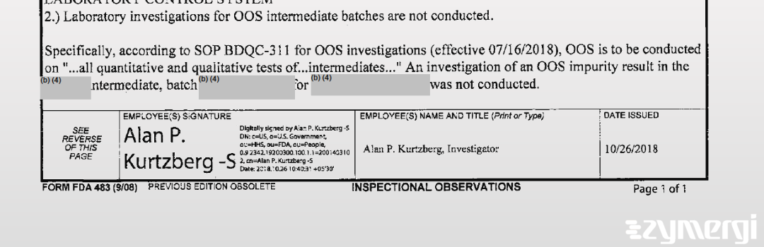 Alan P. Kurtzberg FDA Investigator 