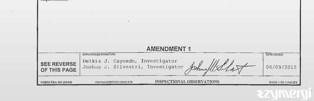 Joshua J. Silvestri FDA Investigator Delkis J. Caycedo FDA Investigator 