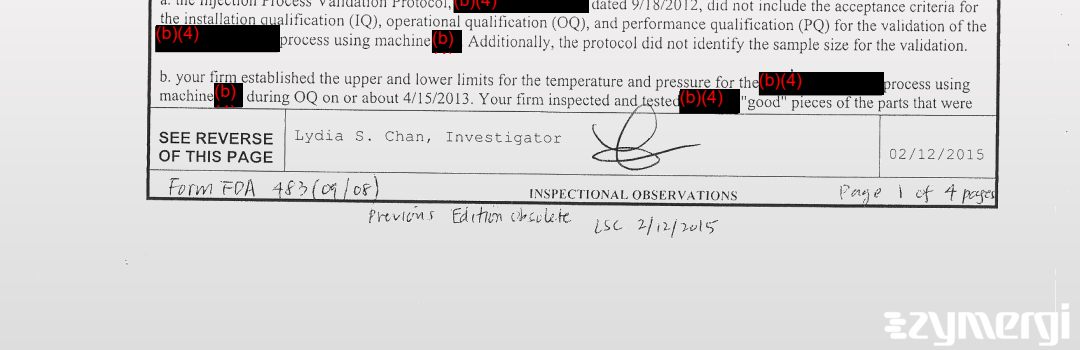 Lydia S. Chan FDA Investigator 