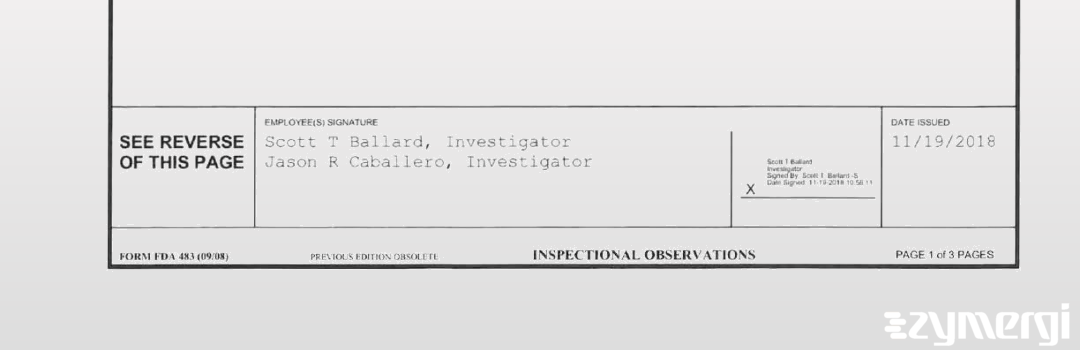 Scott T. Ballard FDA Investigator Jason R. Caballero FDA Investigator 