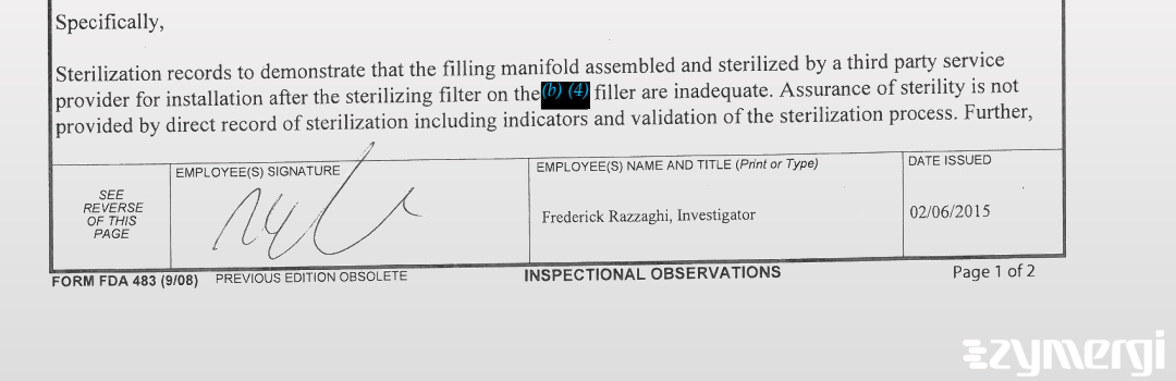 Frederick Razzaghi FDA Investigator 