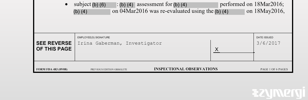 Irina Gaberman FDA Investigator