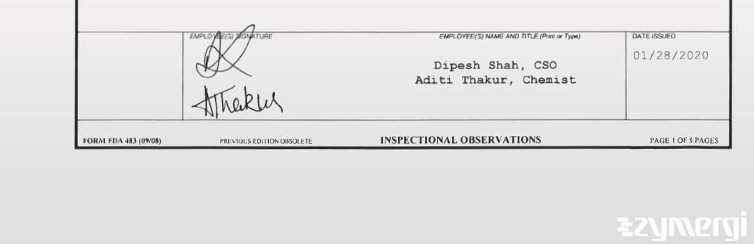 Dipesh K. Shah FDA Investigator Aditi Thakur FDA Investigator 