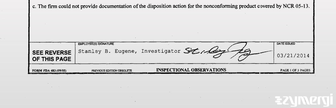 Stanley B. Eugene FDA Investigator