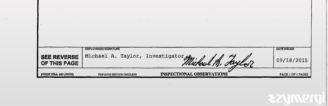 Michael A. Taylor FDA Investigator