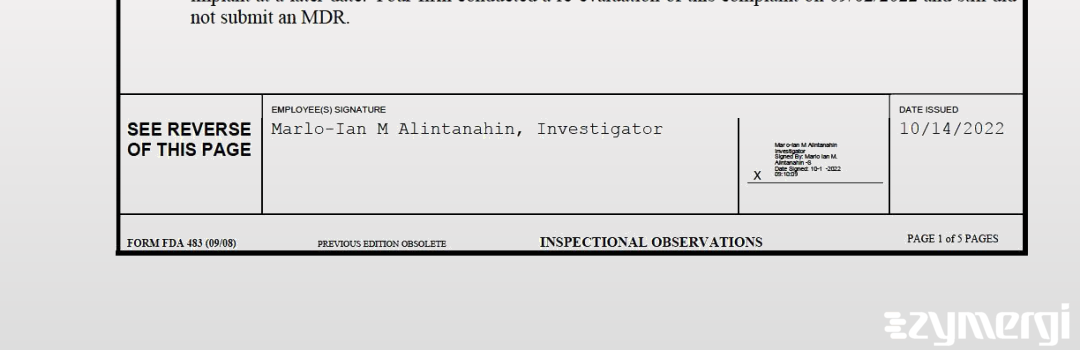 Marlo-Ian M. Alintanahin FDA Investigator
