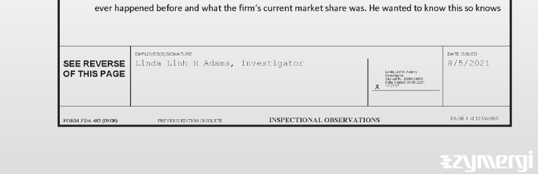 Linda Linh Adams FDA Investigator Adams, Linda Linh N FDA Investigator 