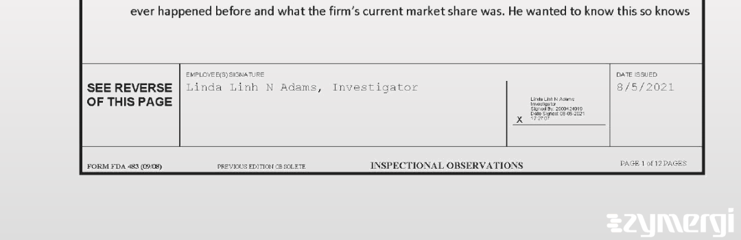 Linda Linh Adams FDA Investigator Adams, Linda Linh N FDA Investigator