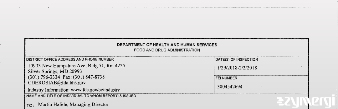 FDANews 483 DSM Nutritional Products GmbH Feb 2 2018 top