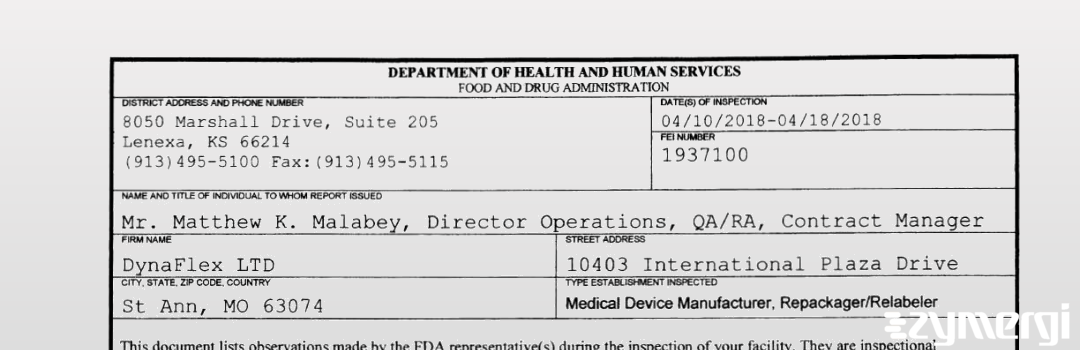 FDANews 483 DynaFlex Ltd Apr 18 2018 top