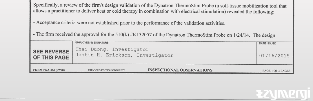 Thai T. Duong FDA Investigator Justin H. Erickson FDA Investigator 