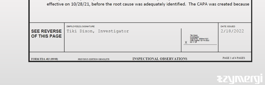 Tiki Dixon FDA Investigator